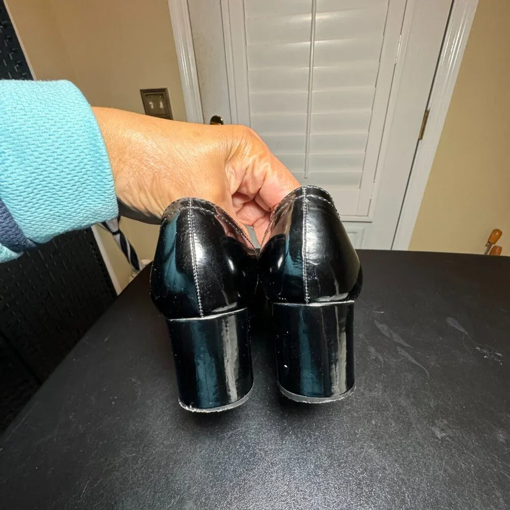 Kate Spade dijon bow black patent leather heeled shoes size 6.5